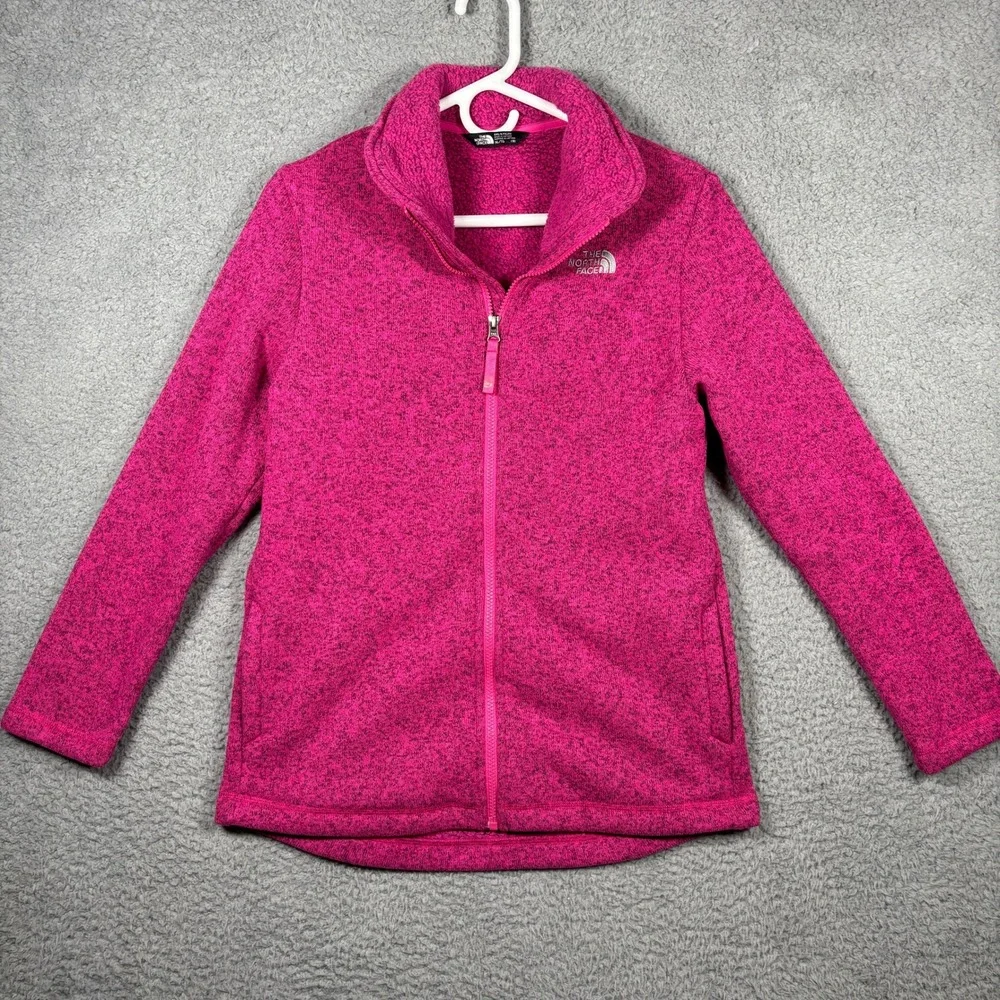 The North Face Jacket Girls XL Pink Crescent Full Zip Sweater Fleece Heathered